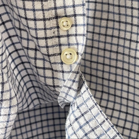 Chaps Mens Long Sleeve Button Down Blue/Black/White Plaid Medium - Picture 6 of 7